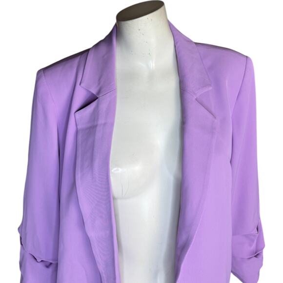 nicole by Nicole Miller Stretch Crepe Blazer with Ruched Sleeves Liliac Small - Picture 7 of 13